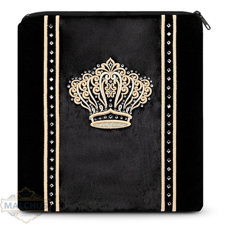 Black velvet tallis and tefillin bag with gold embroidery, design #915 | Judaica Square Lakewood