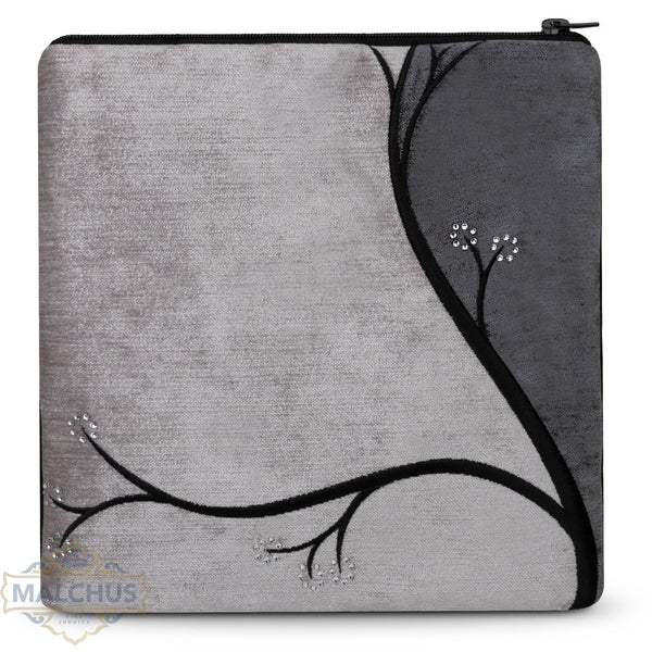 Bag #990 Grey Velvet & Black Emb - Judaica Accessories