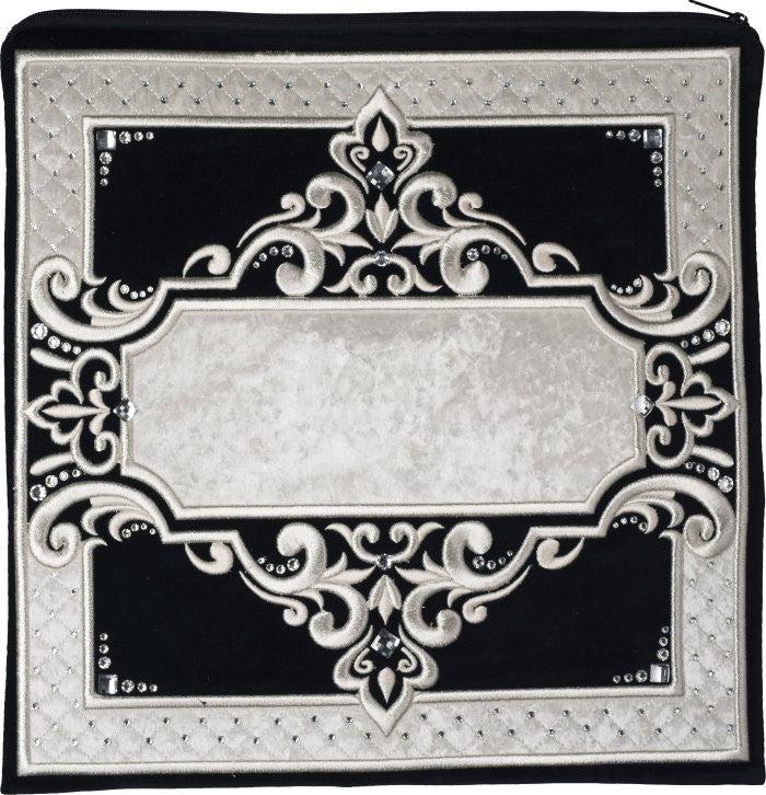 White velvet name plate tallis and tefillin bag #465 | Judaica Square Lakewood