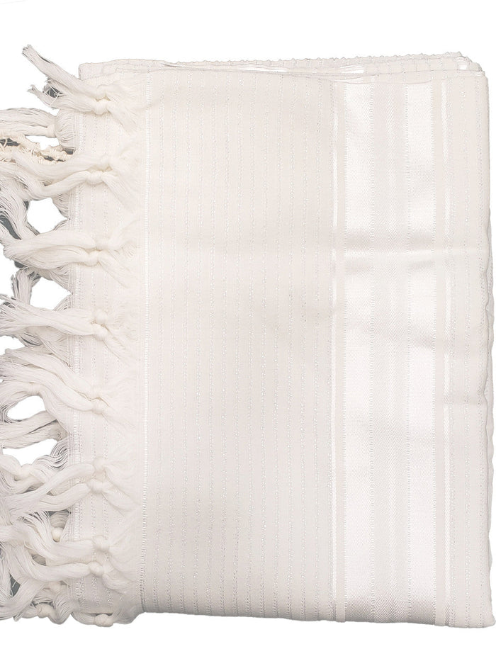 Tavor white and silver wool tallis | Judaica Square Lakewood