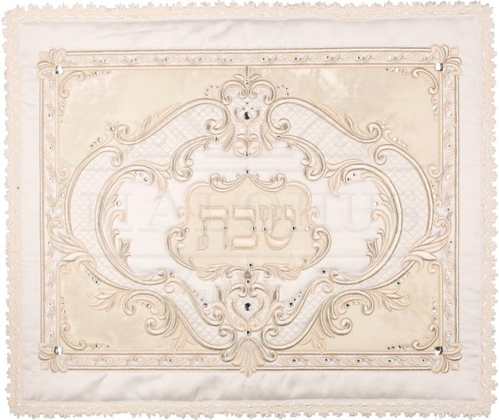 Lavish style satin and crushed velvet challah cover | Judaica Square Lakewood