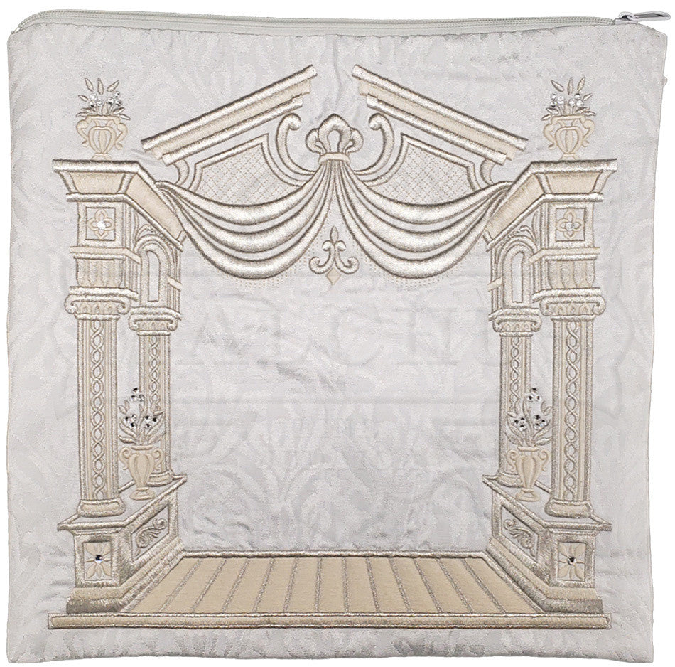 White 3D Canopy and Poles Velvet Talis Bag #175 - Tallis & Tefillin Bags