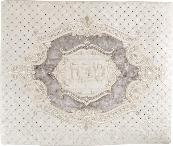 Medallion Inset Grey Velvet Challah Cover #615VG - Challah Covers