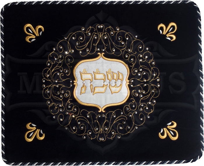 Swirl design Swarovski velvet challah cover | Judaica Square Lakewood