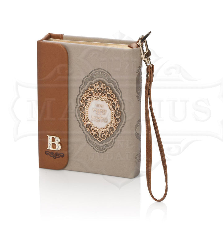 Beige jewel design faux leather siddur | Judaica Square Lakewood