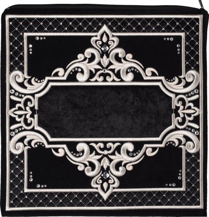 Black velvet name plate tallis and tefillin bag #460 | Judaica Square Lakewood