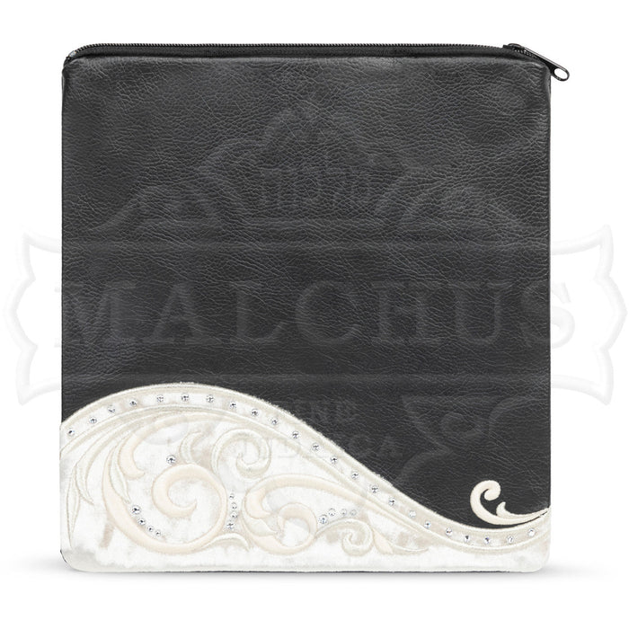 Faux leather tallis and tefillin bag with bottom swirl embroidery, design #495 | Judaica Square Lakewood