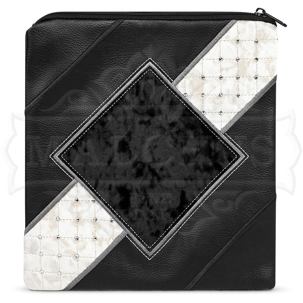 Bag #634 Black Faux Leather & Black Velvet & White Velvet - Judaica Accessories