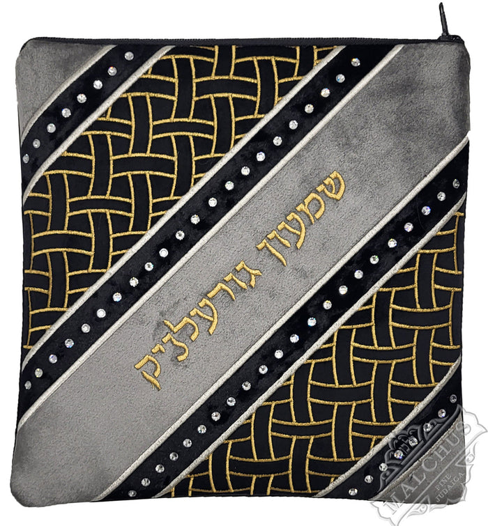 Velvet tallis and tefillin bag with symmetric motif #V1440 | Judaica Square Lakewood