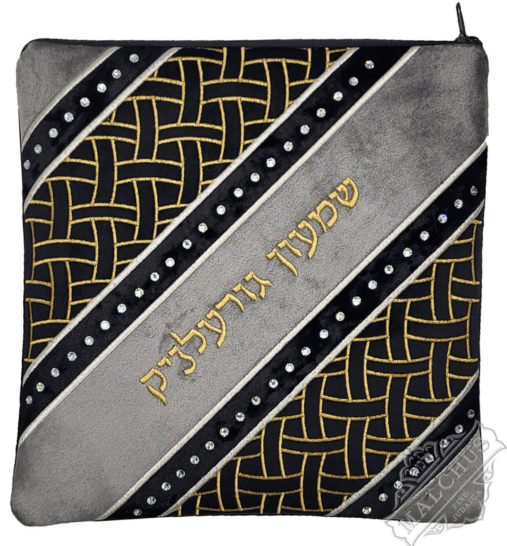 Velvet tallis and tefillin bag with symmetric motif #V1440 | Judaica Square Lakewood