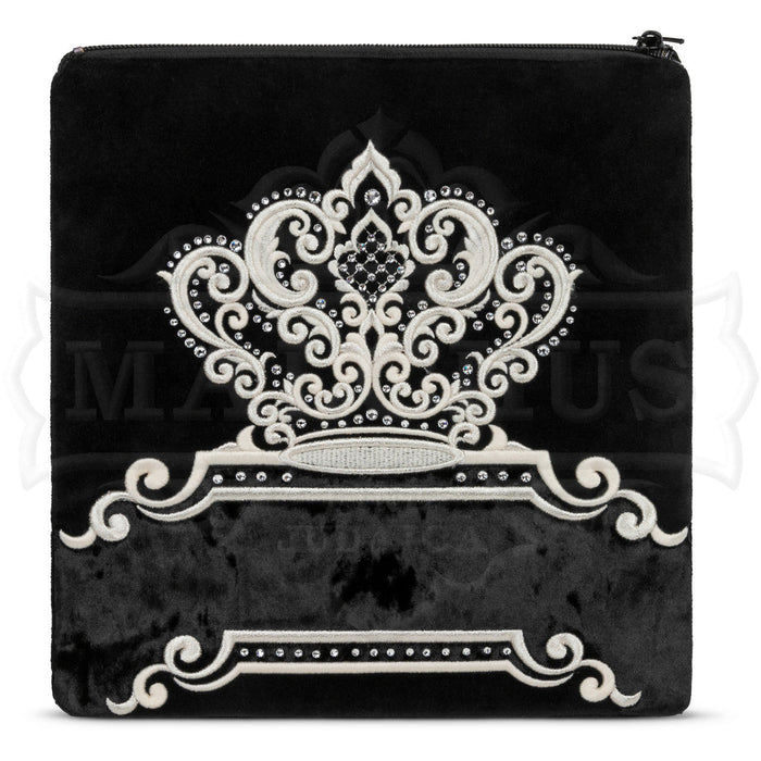 Black velvet and crushed velvet panelled tallis bag design 530 | Judaica Square Lakewood