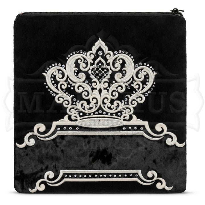 Black velvet and crushed velvet panelled tallis bag design 530 | Judaica Square Lakewood