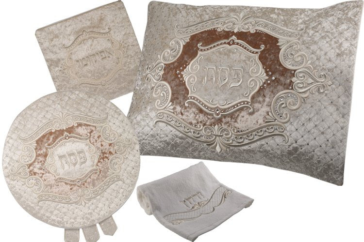 Pesach Seder Set - Marquise Collection Beige Velvet #615 - Image 2