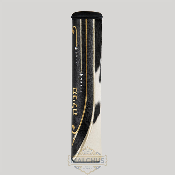 Black leather and fur megillah scroll case #1300 | Judaica Square Lakewood