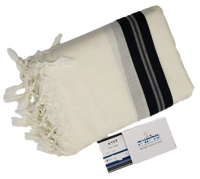 Shabbos Ateres tallis with double fringes and lining | Judaica Square Lakewood