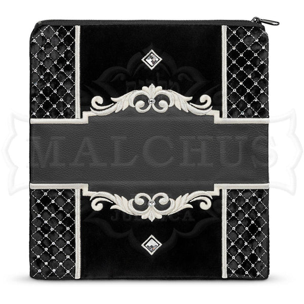 Four Corner Quilted Velvet With Leather Bag #480L - Judaica Accessories