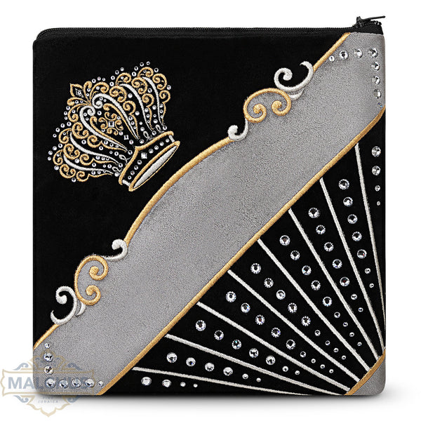 Bag #825 Black Velvet & Gold Emb - Judaica Accessories
