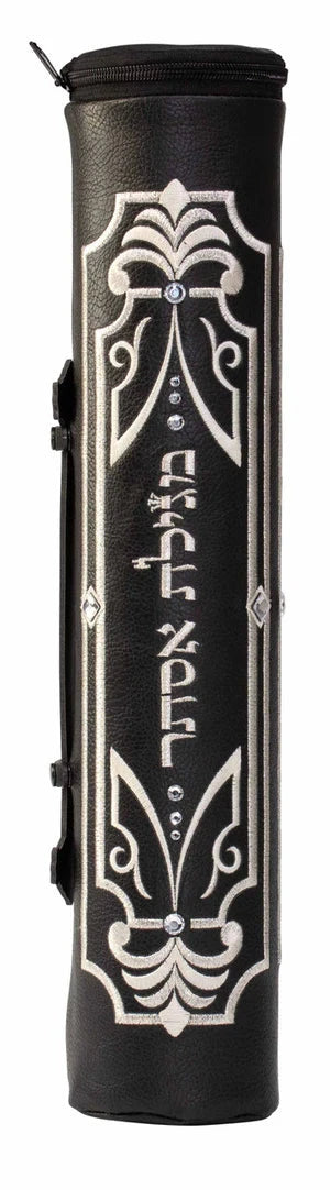 Megillah Case, Decorative Scroll Black Tube #1030BB