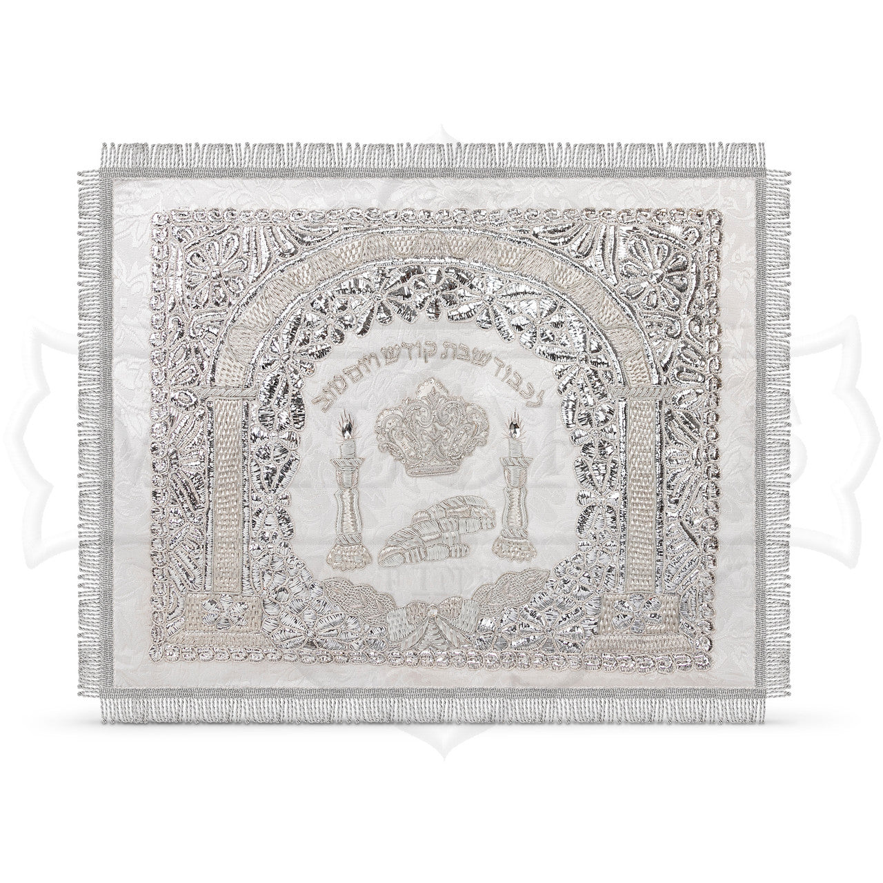Challah Cover Silver Embroidered #36 - Brocade - Challah Covers