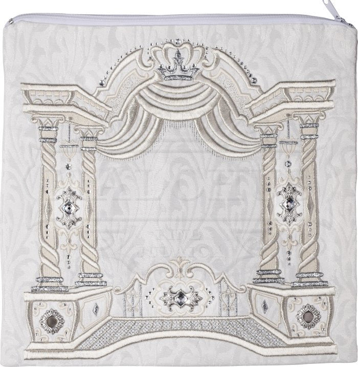 White velvet 3D canopy and poles tallis bag #188 | Judaica Square Lakewood