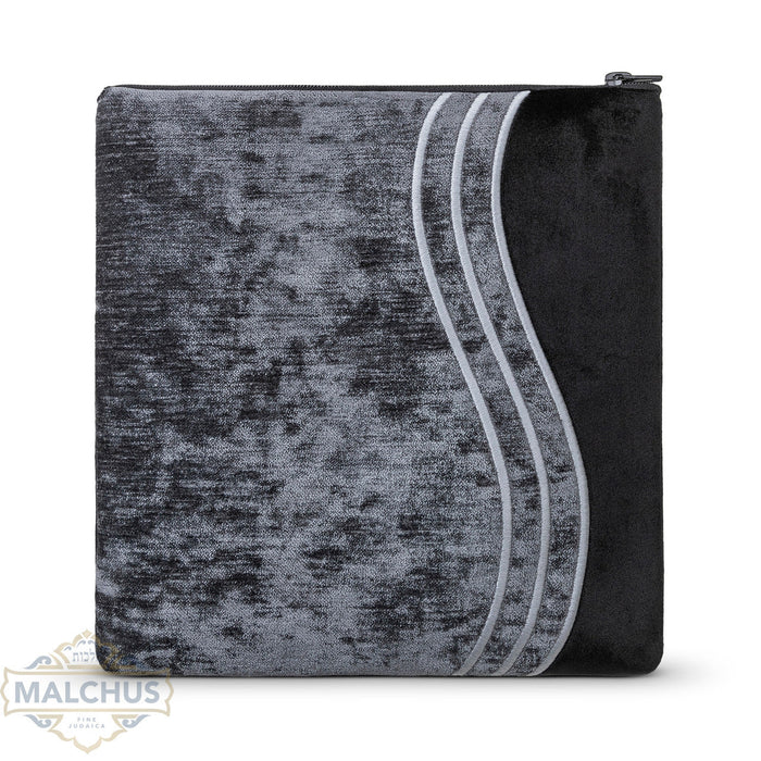 Black velvet tallis and tefillin bag with silver embroidery, design #880 | Judaica Square Lakewood