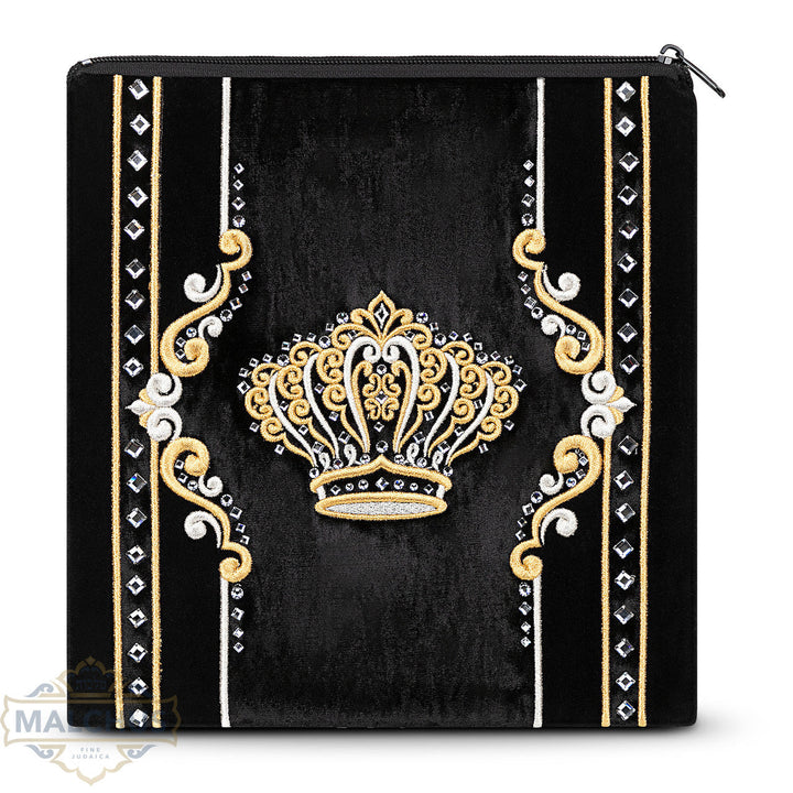 Black velvet tallis and tefillin bag, gold embroidery, design #950 | Judaica Square Lakewood