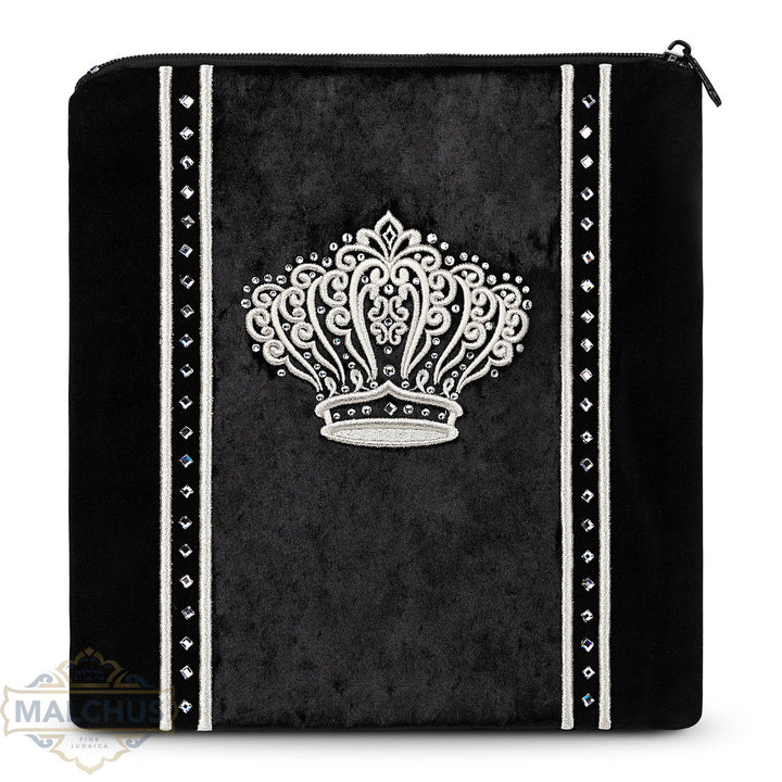 Black Velvet Tallis & Tefillin Bag, Silver Embroidery, Design #910