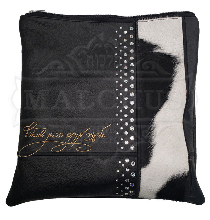 Black tallis and tefillin bag with speckled fur, design #5019 | Judaica Square Lakewood