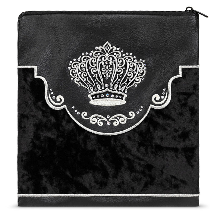 Black faux leather body with velvet insets tallis bag design 546 | Judaica Square Lakewood