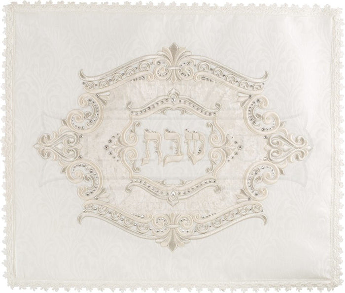 Medallion inset brocade and velvet challah cover | Judaica Square Lakewood
