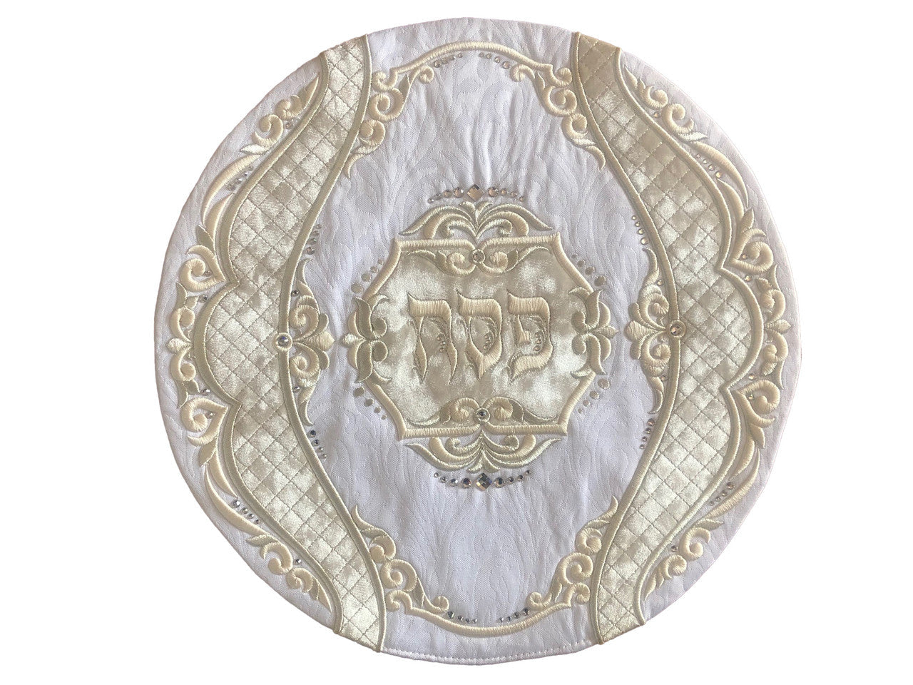 Pesach Matzah Cover - Scalloped White Brocade #610 - Pesach & Seder