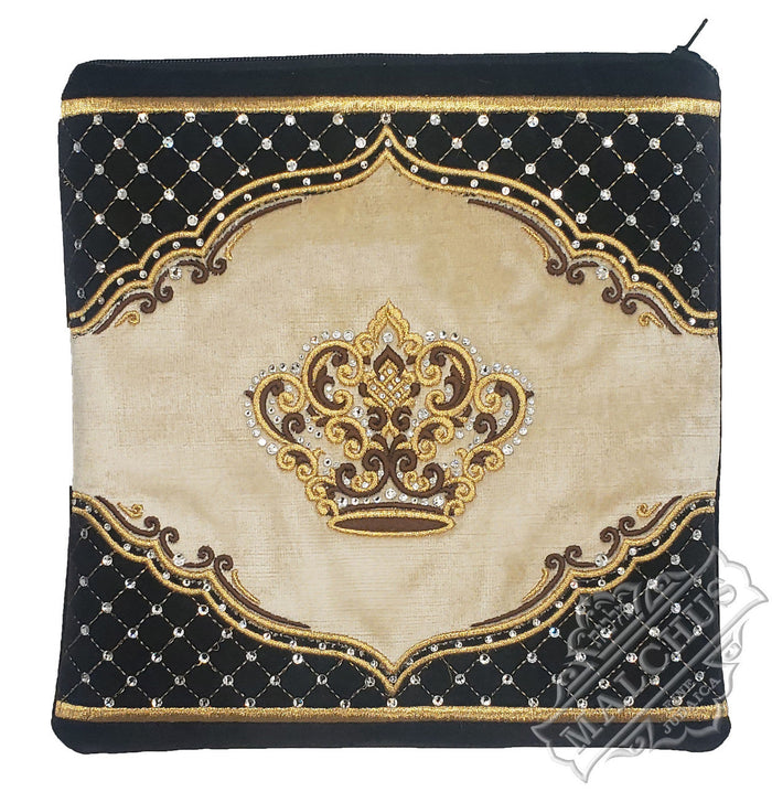 Two tone black and antique velvet tallis and tefillin bag #V3011 | Judaica Square Lakewood