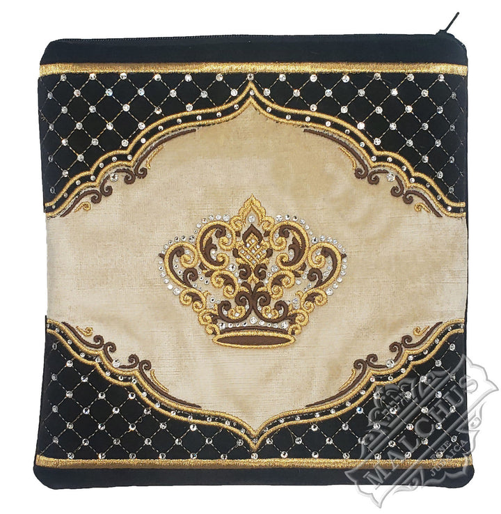 Two tone black and antique velvet tallis and tefillin bag #V3011 | Judaica Square Lakewood