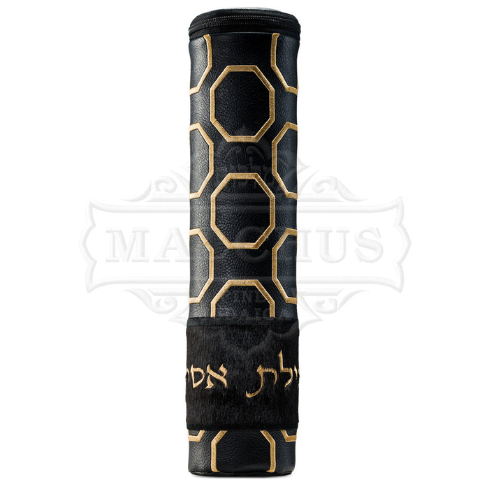 Honeycomb black leather megillah scroll case #1285 | Judaica Square Lakewood