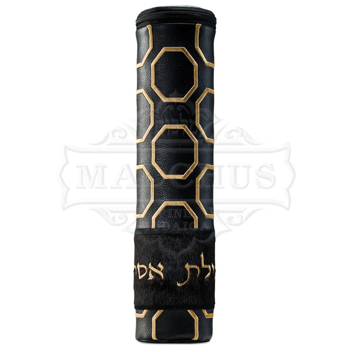 Honeycomb black leather megillah scroll case #1285 | Judaica Square Lakewood