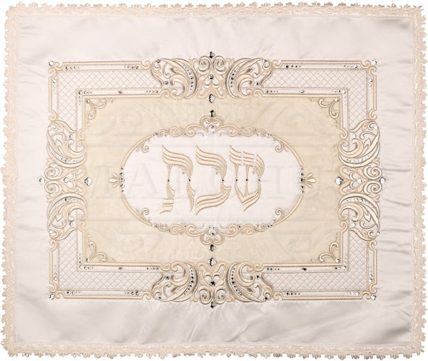 Square Design with Round Inset Satin Challah Cover #557 - Challah Covers
