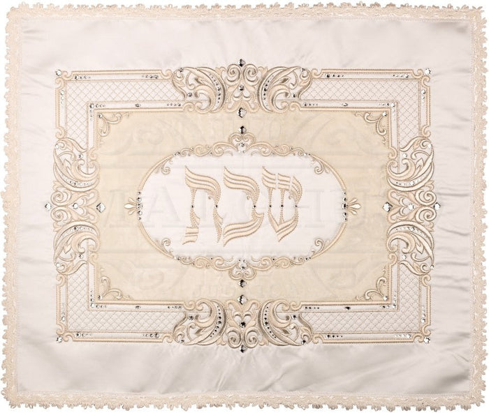 Square satin challah cover with round inset | Judaica Square Lakewood