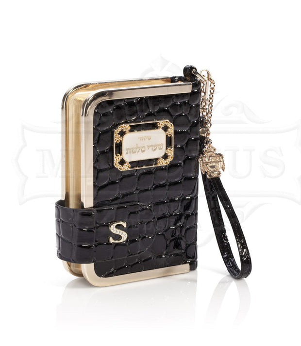 Black crocodile patent leather pocket siddur | Judaica Square Lakewood