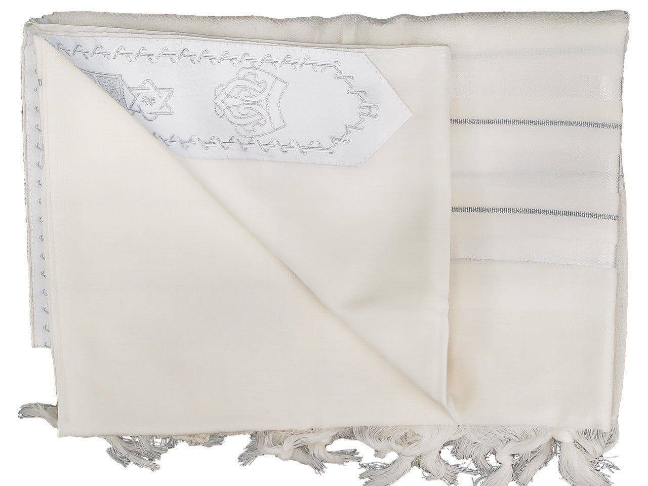Traditional Wool Talis White and Silver - Image 2