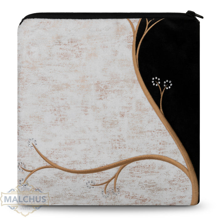 Black velvet tallis and tefillin bag with gold embroidery, design #990 | Judaica Square Lakewood