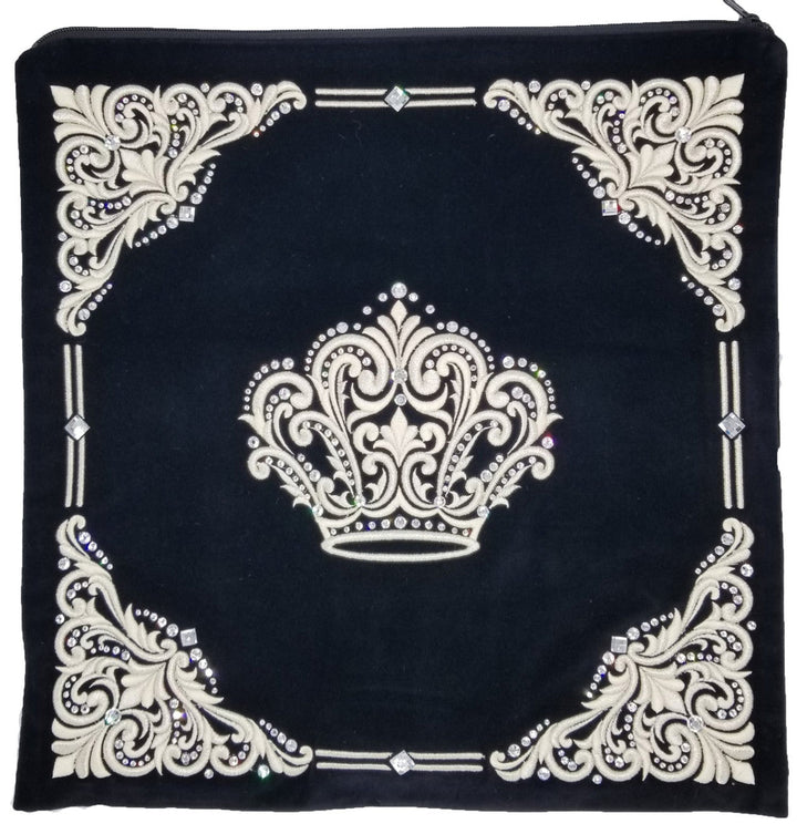 Crown and four corner border embroidered velvet bag #510 | Judaica Square Lakewood