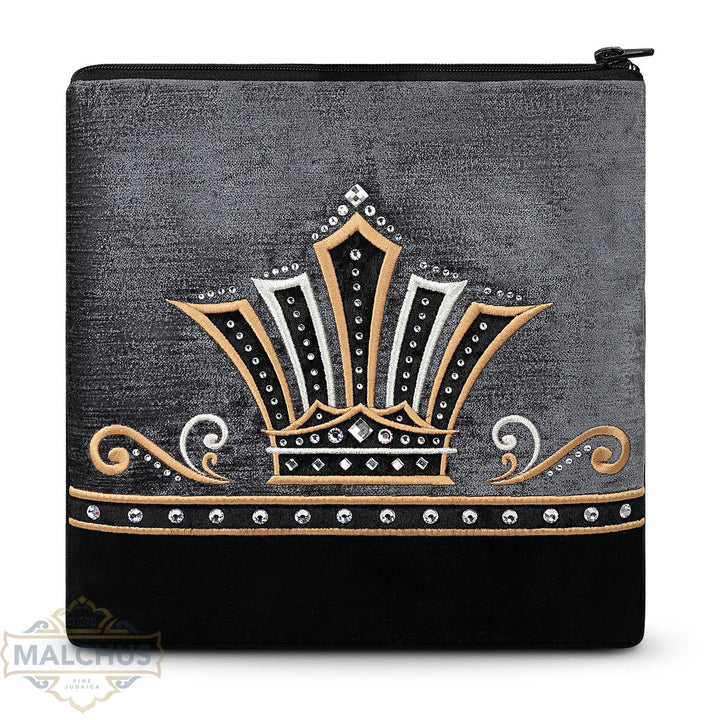 Black velvet tallis and tefillin bag with gold embroidery, design #900 | Judaica Square Lakewood