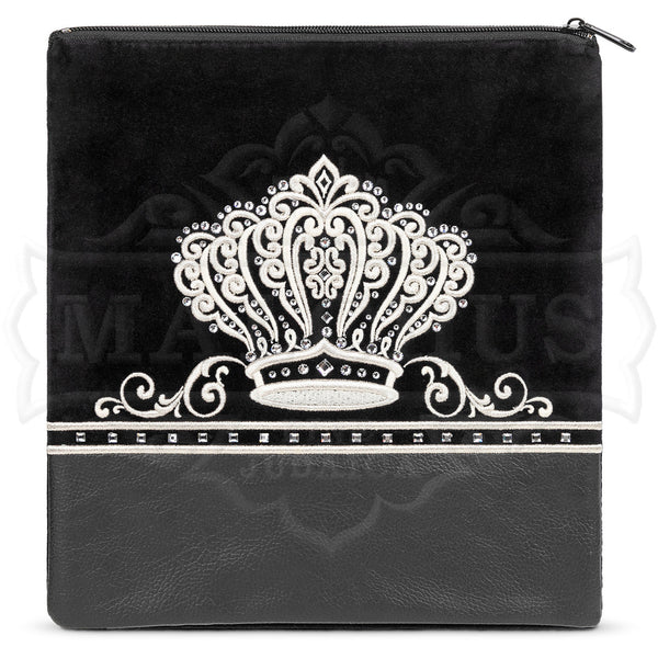 Bag #595 Black Velvet & Black Faux Leather - Judaica Accessories