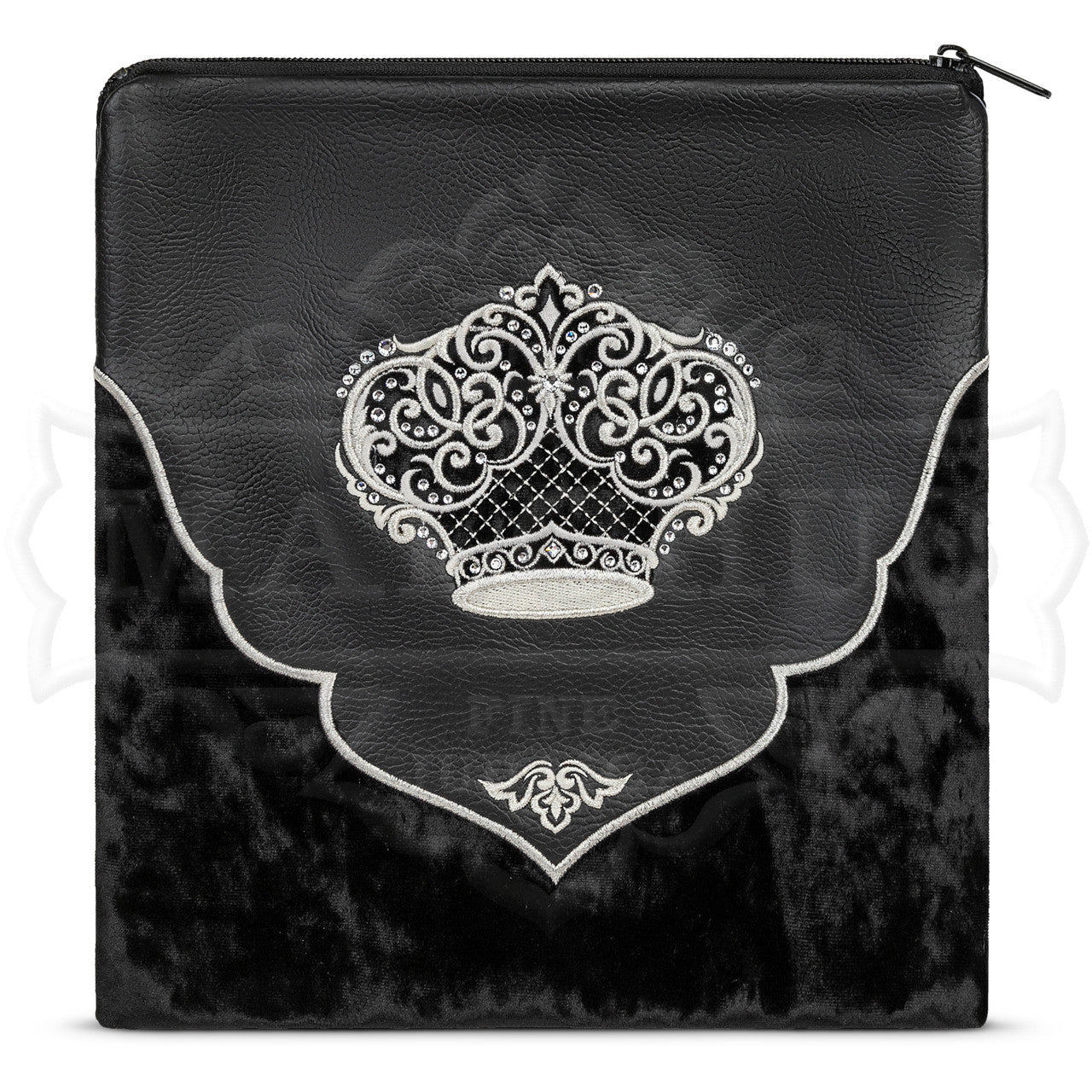 Bag #568 Black Faux Leather & Black Crushed Velvet - Judaica Accessories