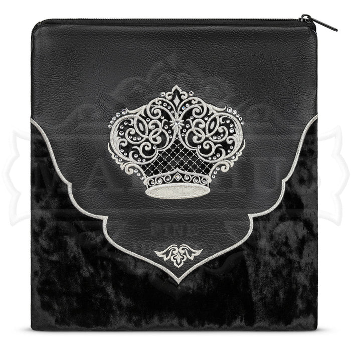 Black faux leather and crushed velvet tallis bag design 568 | Judaica Square Lakewood