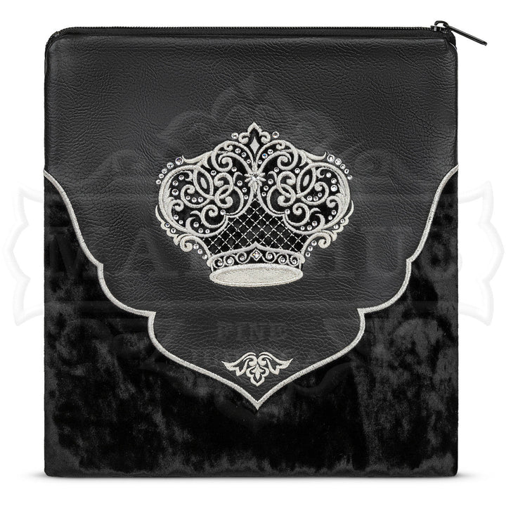 Black faux leather and crushed velvet tallis bag design 568 | Judaica Square Lakewood