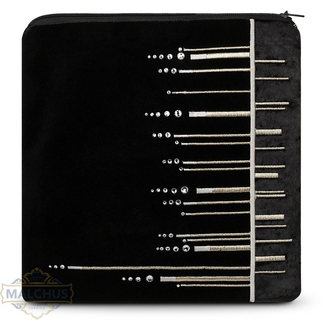 Bag #800 Black Velvet & Light Gold Emb - Judaica Accessories
