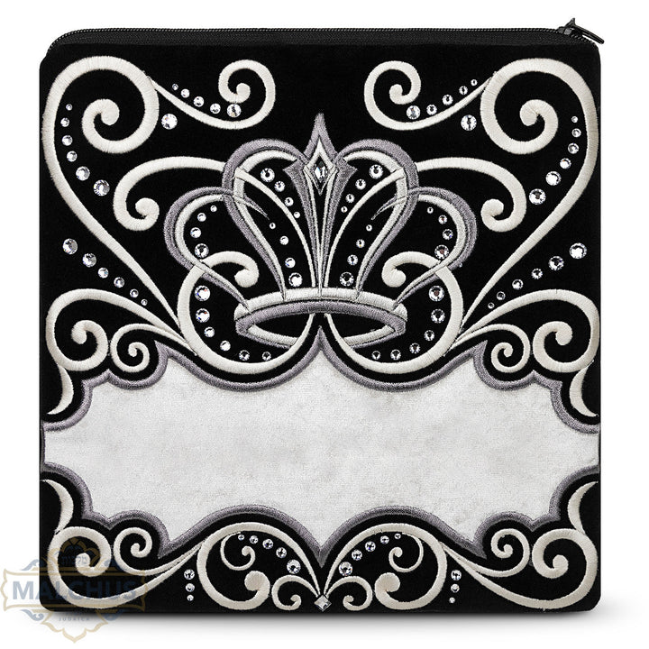 Black Velvet Tallis & Tefillin Bag with Silver Embroidery, Design #810