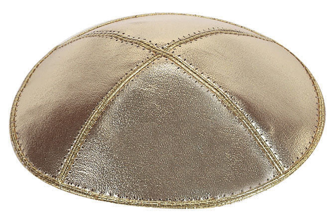 Lame leather kippot in gold and silver | Judaica Square Lakewood