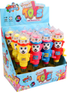 Display box of yellow, pink, blue, and red Izzy & Dizzy LED Chanukah bear candy toys